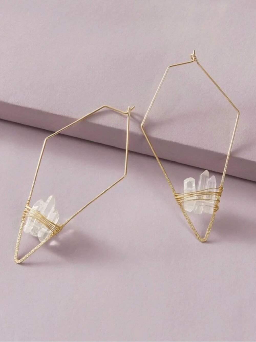 Wireframe Crystal Hoop Earrings 2489